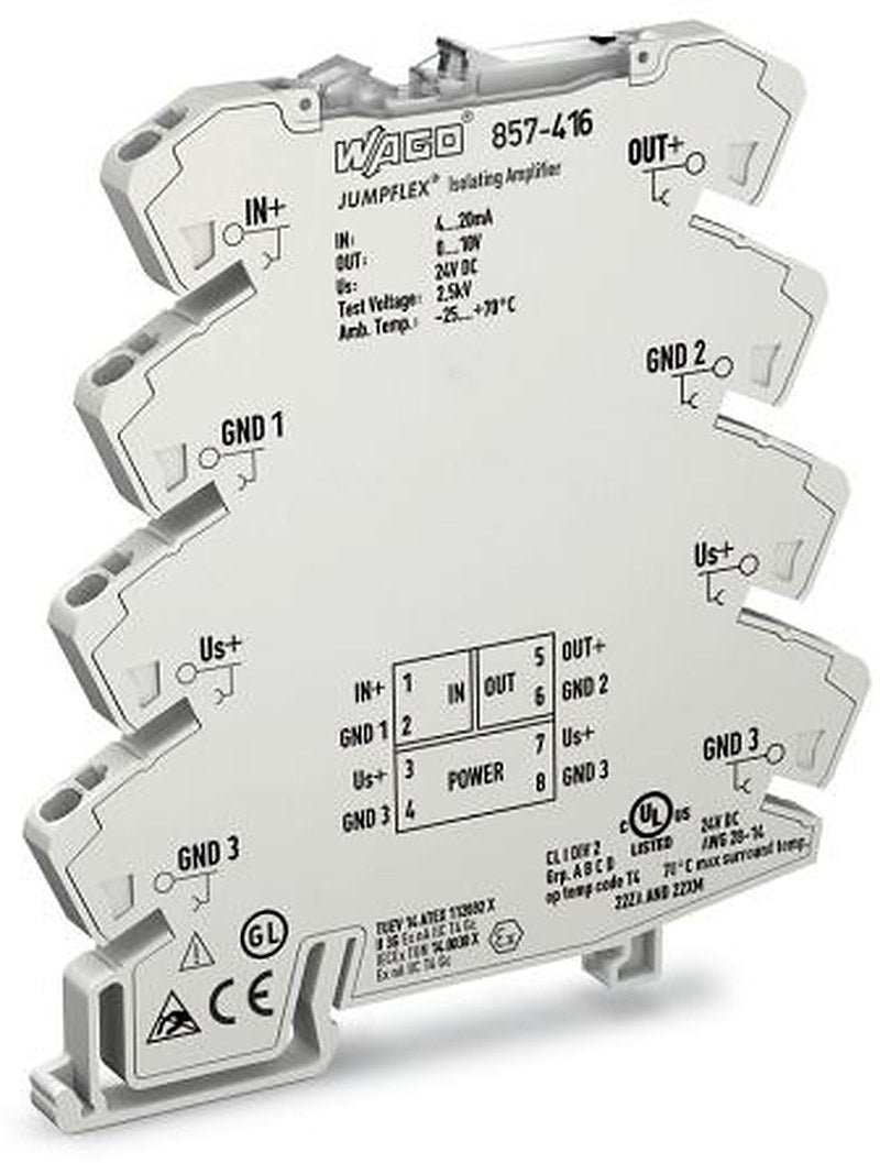 WAGO 857 Series Signal Conditioner, Current Input, Voltage Output, 24V dc Supply, ATEX, IECEx