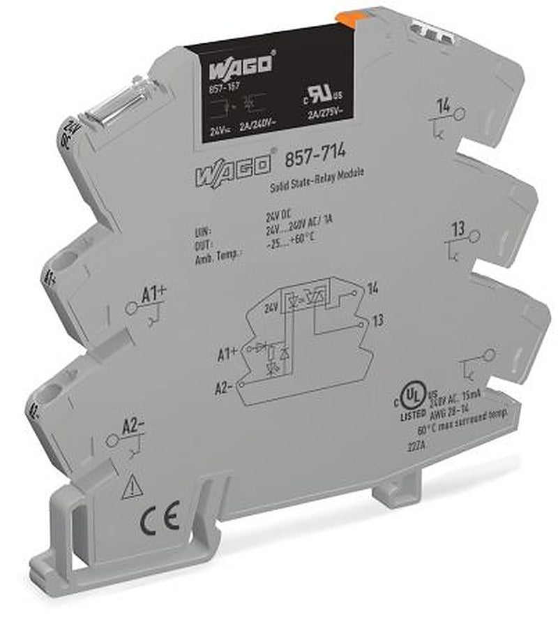 WAGO 857 Series Solid State Relay, 2 A Load, DIN Rail Mount, 240 V ac/dc Load, 28.8V Control