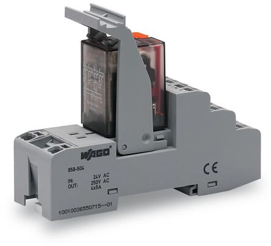 WAGO 858 Series Relay Module, DIN Rail, 115V ac Coil, 4PDT, 10mA