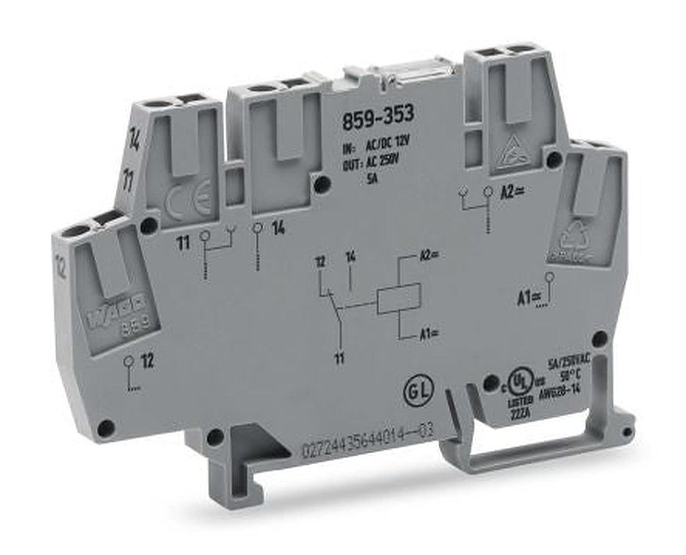 WAGO 859 Series Interface Relay, DIN Rail, 24V ac/dc Coil, SPDT, 8mA