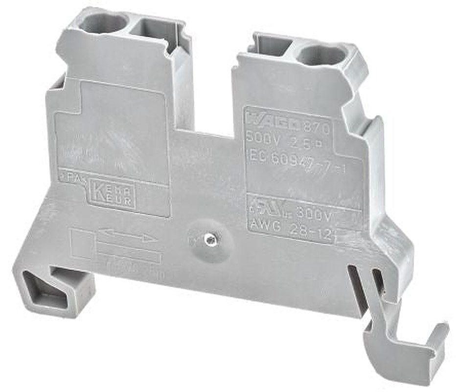 WAGO 870-901 870 Series DIN Rail Terminal Block Grey, 2.5mm², 1-Level, Cage Clamp