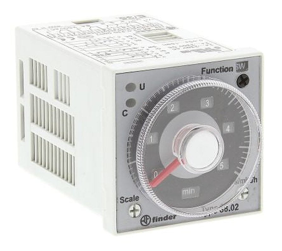 Finder 88 Series Panel Timer Relay, 2-Contact, 12 to 240 V dc 230V ac, 24 V ac, Multifunction-Function, DPDT Switch