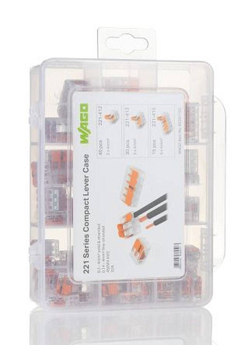 WAGO 221 Series Lever Connector Set, 12AWG, 24 AWG Wire, 32A Cage Clamp