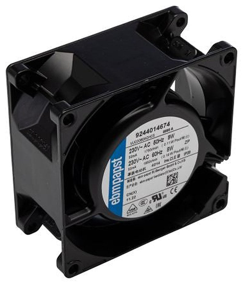 ebm-papst 8000 A Series Axial Fan, 230V ac, 29 m³/h, 9 W, IP65 80 mm, 80mm, 38 mm