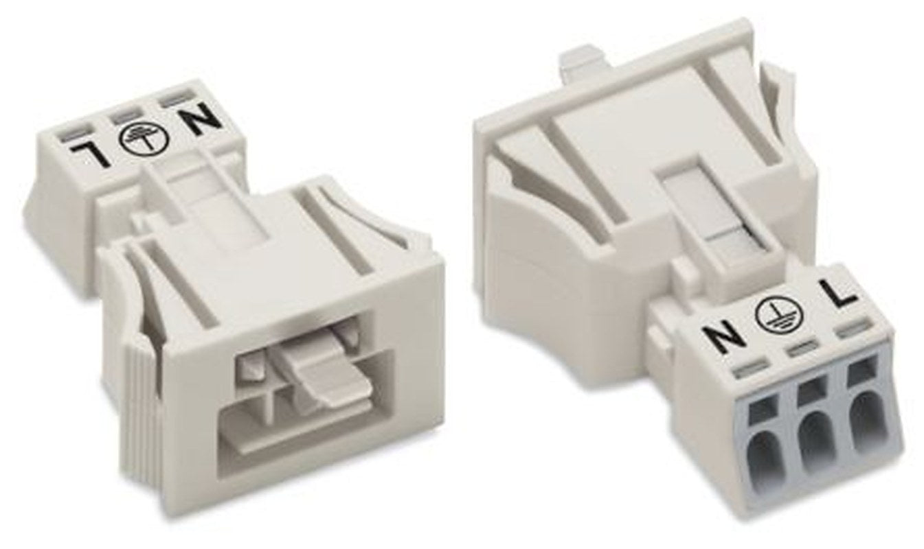 WAGO 890 Series Snap-in Male Lighting Connector Male Push-in, 3-Pole, 16A, 3-Way, IP40, IP20