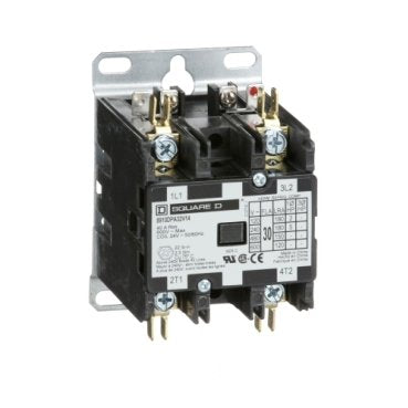 Contactor, Definite Purpose, 30A, 2 pole, 5HP at 230VAC, 1 phase, 24VAC coil at 50/60Hz, open (Contactor Definite Purpose) is a Schneider Electric product. Designed for reliable performance and long service life. Available across Iraq — contact us for pricing and delivery options.