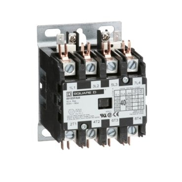 Contactor, Definite Purpose, 40A, 4 pole, 25HP at 575VAC, 3 phase, 277VAC 60Hz coil, open (Contactor Definite Purpose) is a Schneider Electric product. Designed for reliable performance and long service life. Available across Iraq — contact us for pricing and delivery options.