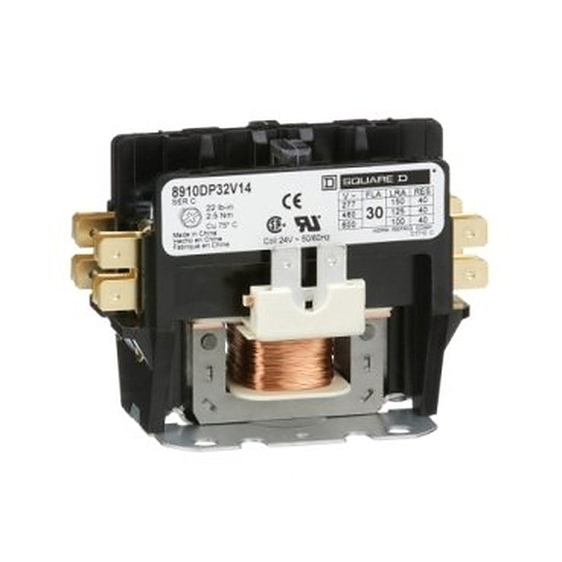 Contactor, Definite Purpose, 30A, 2 pole, 24/24VAC 50/60Hz coil, open (Contactor Definite Purpose) is a Schneider Electric product. Designed for reliable performance and long service life. Available across Iraq — contact us for pricing and delivery options.