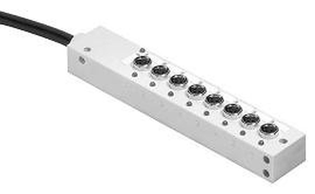 Distribution Box, Pico (M8), No LEDs, 8 Input Ports, Ports on top of box, DC Micro, 12 Pin DC Micro Main Connection