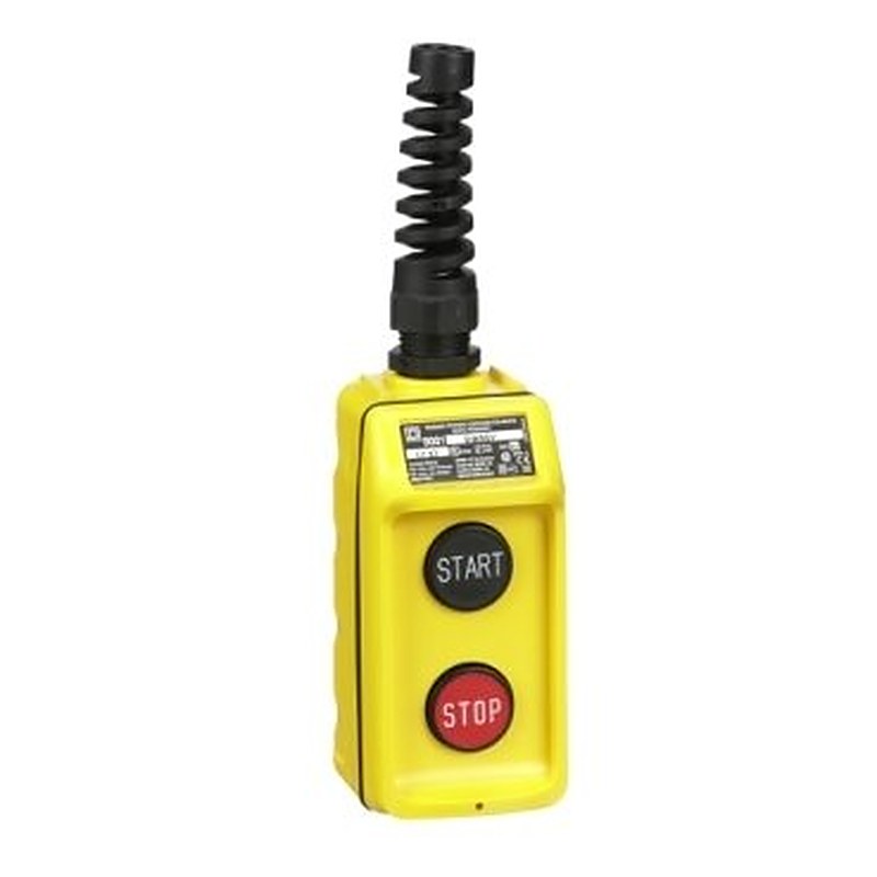 Pendant station, Harmony 9001B, single speed, yellow, 5A, 600V AC, marked Start-Stop legend (Pendant station Harmony 9001B) is a Schneider Electric product. Designed for reliable performance and long service life. Available across Iraq — contact us for pricing and delivery options.