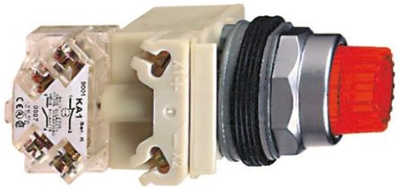 Schneider Electric Harmony 9001K Series Illuminated Push Button Switch, Spring Return, Panel, 30 mm Cutout, SPDT, Red