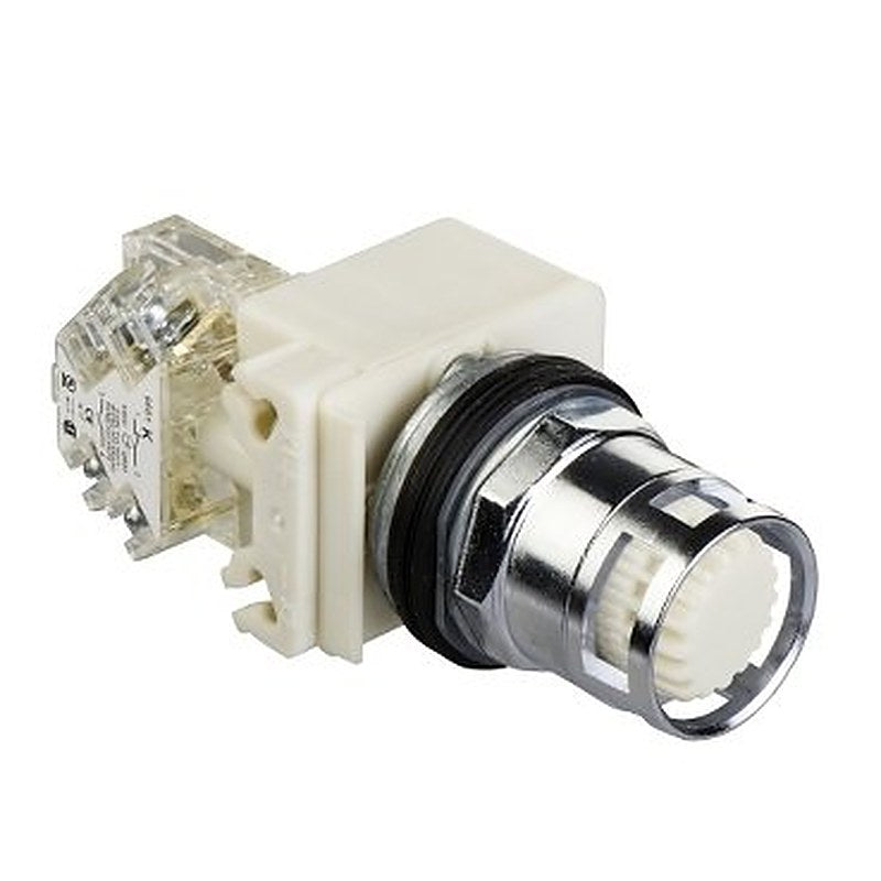 Illuminated push-button, Harmony 9001K, metal, metal guard flush, white, 30mm, spring return, 24-28V, 1 NO (Illuminated push-button Harmony 9001K) is a Schneider Electric product. Designed for reliable performance and long service life. Available across Iraq — contact us for pricing and delivery options.