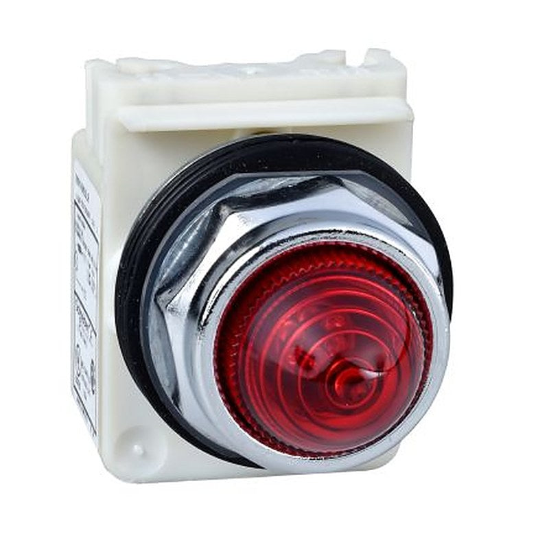 Schneider Electric, 9001K, Panel Mount Red LED Pilot Light Complete Unit, 30 mm Cutout, IP66, Round, 48V