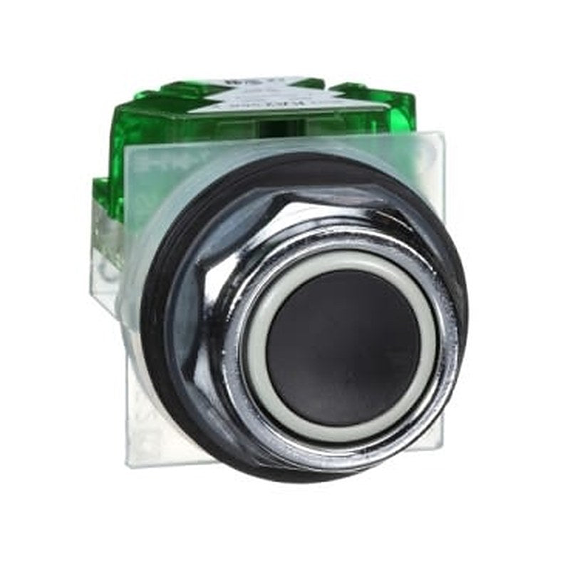 Schneider Electric Harmony 9001K Series Push Button Switch, Spring Return, 30 mm Cutout, 1 NO, Black LED, IP66, 125 V dc