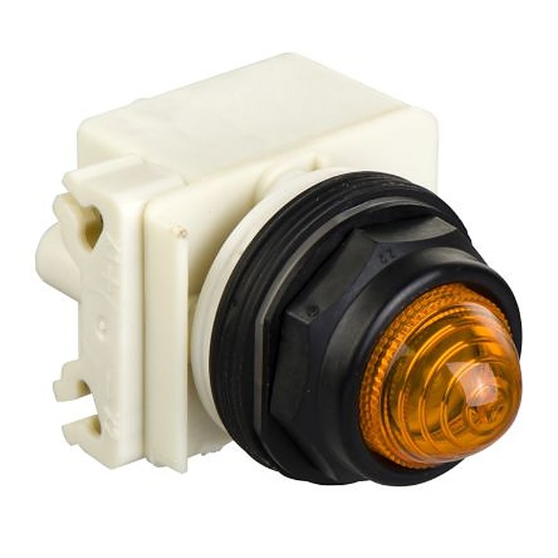 Schneider Electric, 9001SK, Panel Mount Amber LED Pilot Light Complete Unit, 30 mm Cutout, IP66, Round, 28V