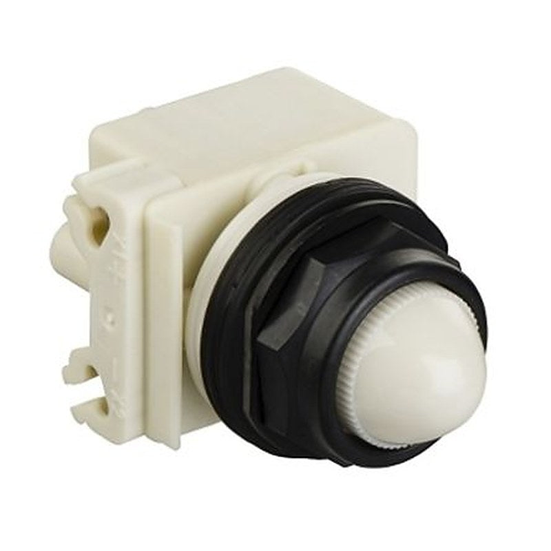 Schneider Electric, 9001SK, Panel Mount White LED Pilot Light Complete Unit, 30 mm Cutout, IP66, Round, 120V ac/dc