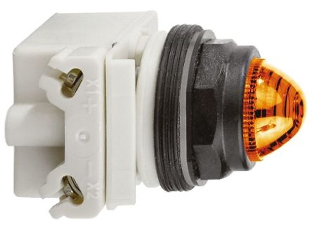 Schneider Electric, Harmony 9001SK, Panel Mount Orange LED Pilot Light, 30 mm Cutout, IP66, Round, 120V ac