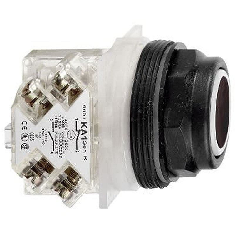 Schneider Electric Harmony 9001SK Series Illuminated Push Button Switch, Spring Return, Panel, 30 mm Cutout, SPDT, Black