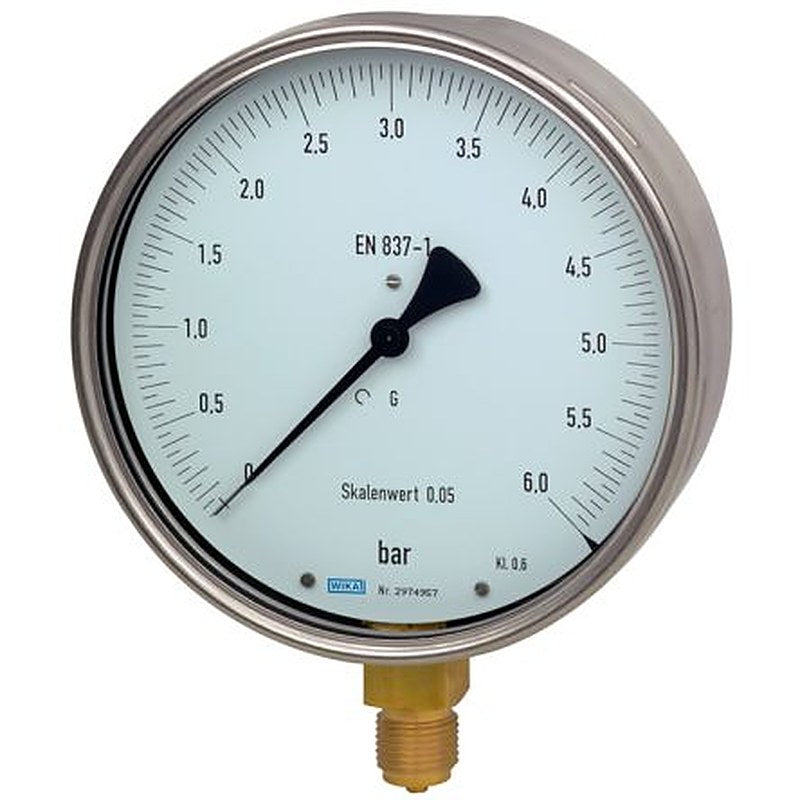 WIKA G 1/2 Threaded Pressure Gauge, 160 mm, 10 bar