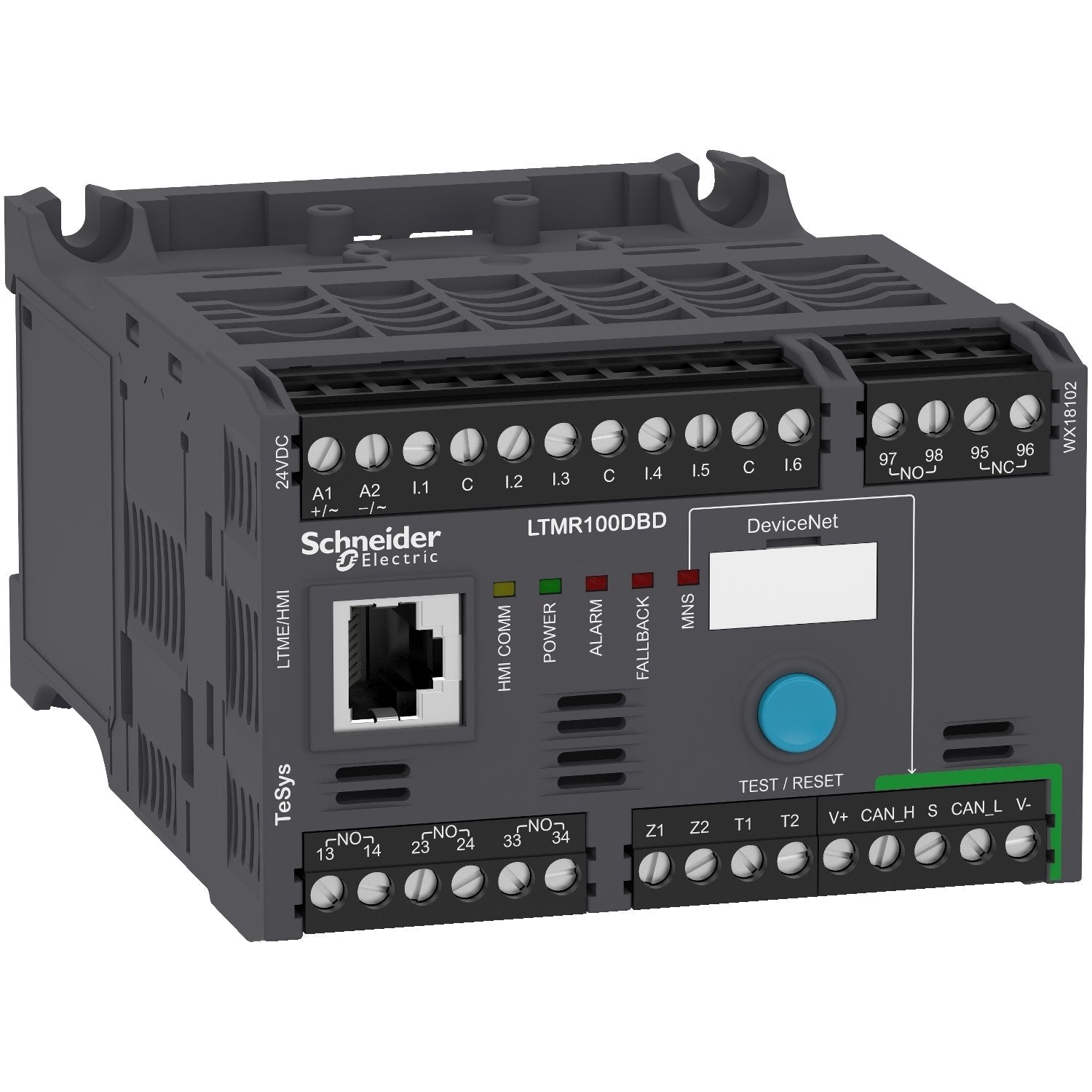 TeSys T Series - DeviceNet Professional range of Schneider Electric motor controllers from the TeSys T series. The motor controllers are available in various current ratings and voltages. The controllers are designed to provide full motor monitoring, control and protection for electrical motors. DIN Rail mount Schneider Electric TeSys T Series