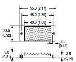92-112 Reflector, corner cube, 55 x 23.3 mm rectangular with M3 mounting holes