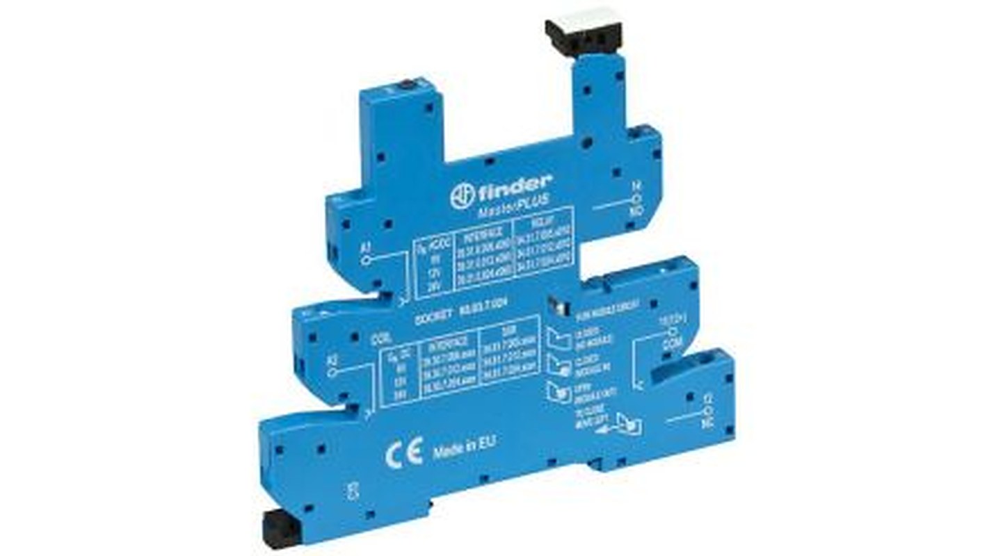 Finder 93 1 Way 24V DIN Rail Relay Socket, for use with 34 Series Relays