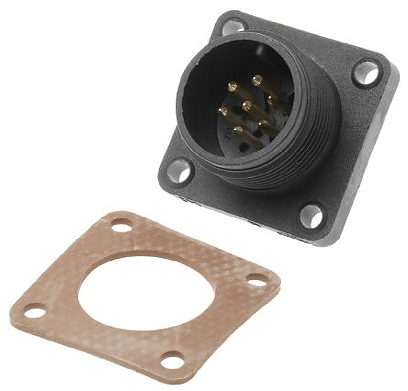 Hirschmann, CM, Polyamide Straight 7 Way Panel Mount MIL Spec Circular Connector Male Black, Female Contacts,Shell Size