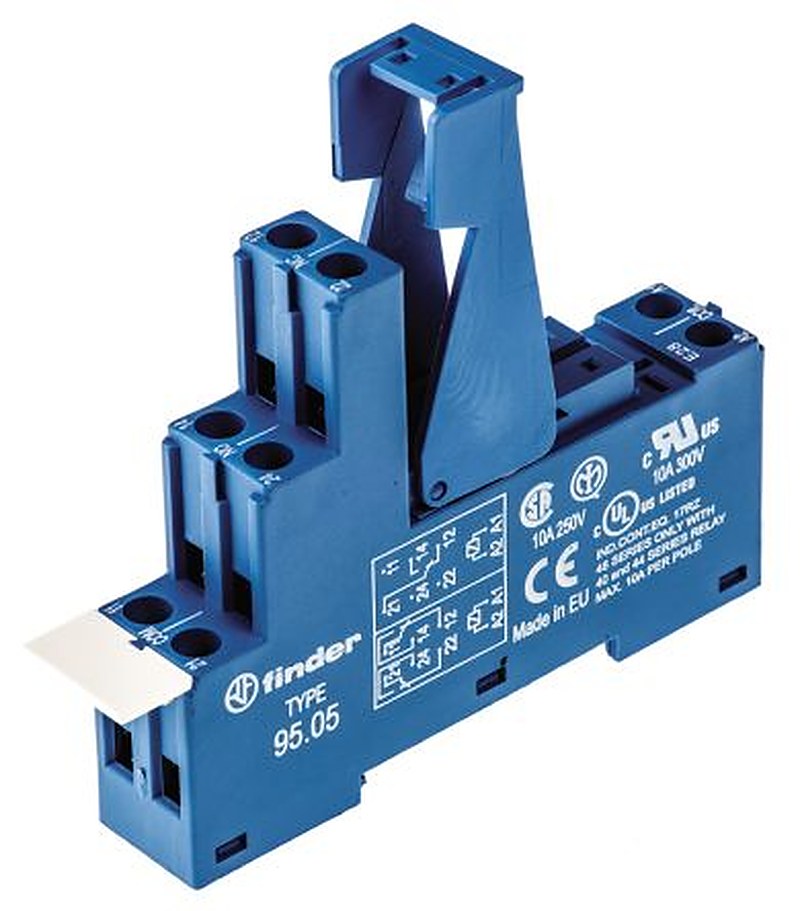 Finder 95 8 Way 250V ac Screw Relay Socket, for use with 40.51 Series Relay, 40.52, 40.61, 44.52, 44.62