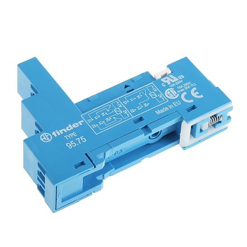 Finder 95 8 Way 250V ac DIN Rail Relay Socket, for use with 44.52, 44.62, 40.61, 40.52, 40.51 Series Relay