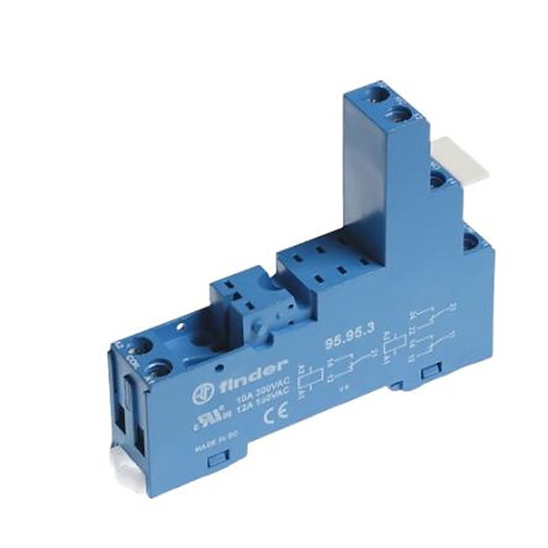Finder 95 8 Way 250V ac DIN Rail Relay Socket, for use with 40/41/43 Series Relays