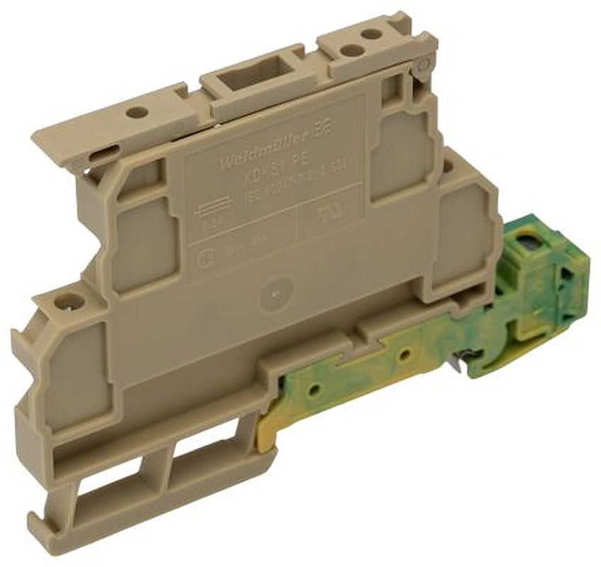Weidmüller 9528110000 KDKS Series Fused DIN Rail Terminal Yellow, Beige, 4mm², 2-Level Fused, Screw