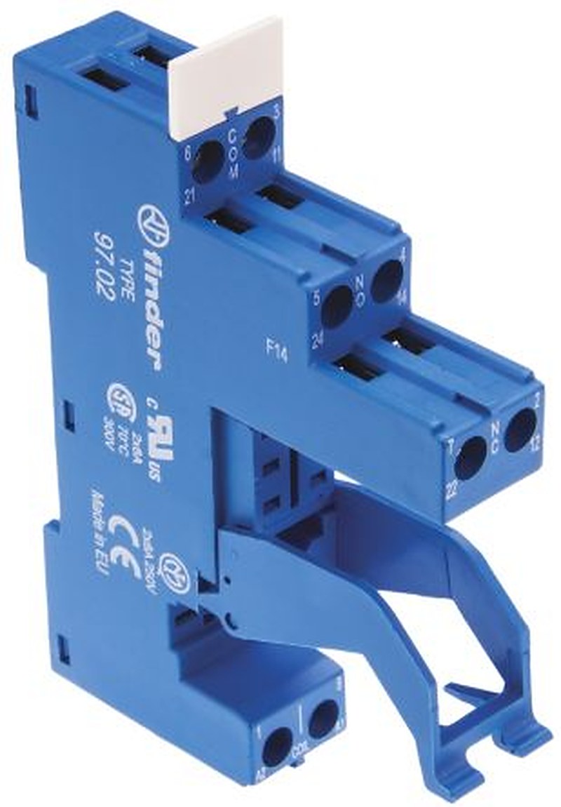 Finder 97 8 Way 250V ac DIN Rail Relay Socket, for use with 46.52 Series Relay