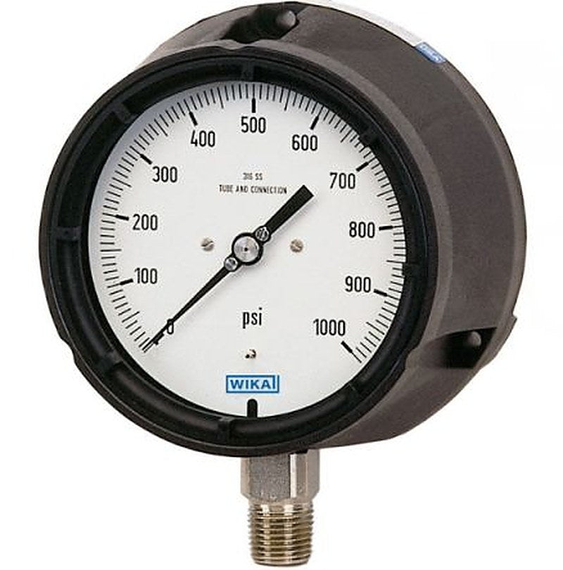 WIKA 1/2 in NPT NPT Pressure Gauge, 4.5 in, 15 psi