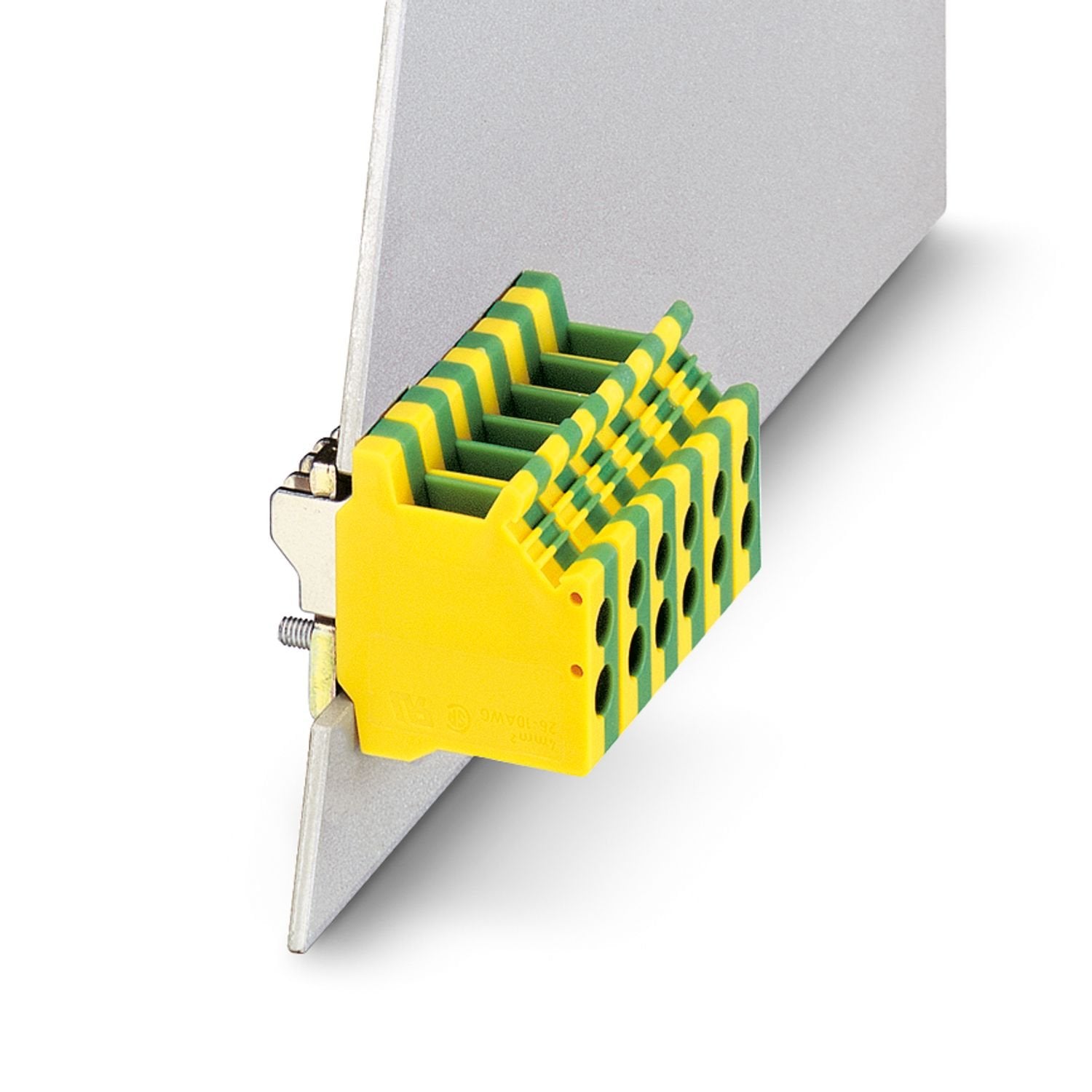 Panel feed-through terminal block, connection method: Screw connection with tension sleeve, number of positions: 1, load current: 18 A, cross section: 0.2 mm 2 - 6 mm 2 , connection direction of the conductor to plug-in direction: 90 °, width: 6.1 mm, color: green-yellow