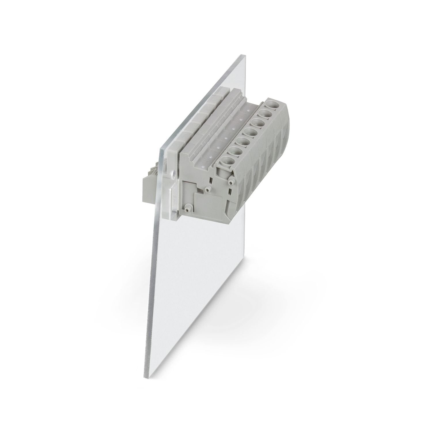 Panel feed-through terminal block, connection method: Screw connection with tension sleeve, Spade connection, number of positions: 1, load current: 18 A, cross section: 0.2 mm 2 - 6 mm 2 , connection direction of the conductor to plug-in direction: 0 °, width: 8.1 mm, color: gray