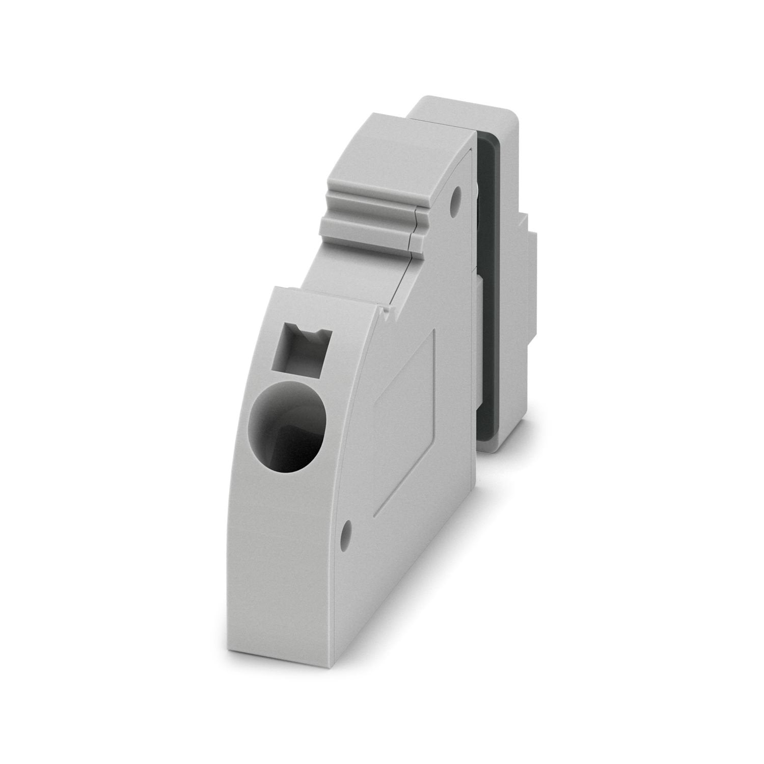 Panel feed-through terminal block, connection method: Push-in spring connection, Spade connection, number of positions: 1, load current: 18 A, cross section: 0.2 mm 2 - 4 mm 2 , connection direction of the conductor to plug-in direction: 45 °, width: 8.1 mm, color: gray