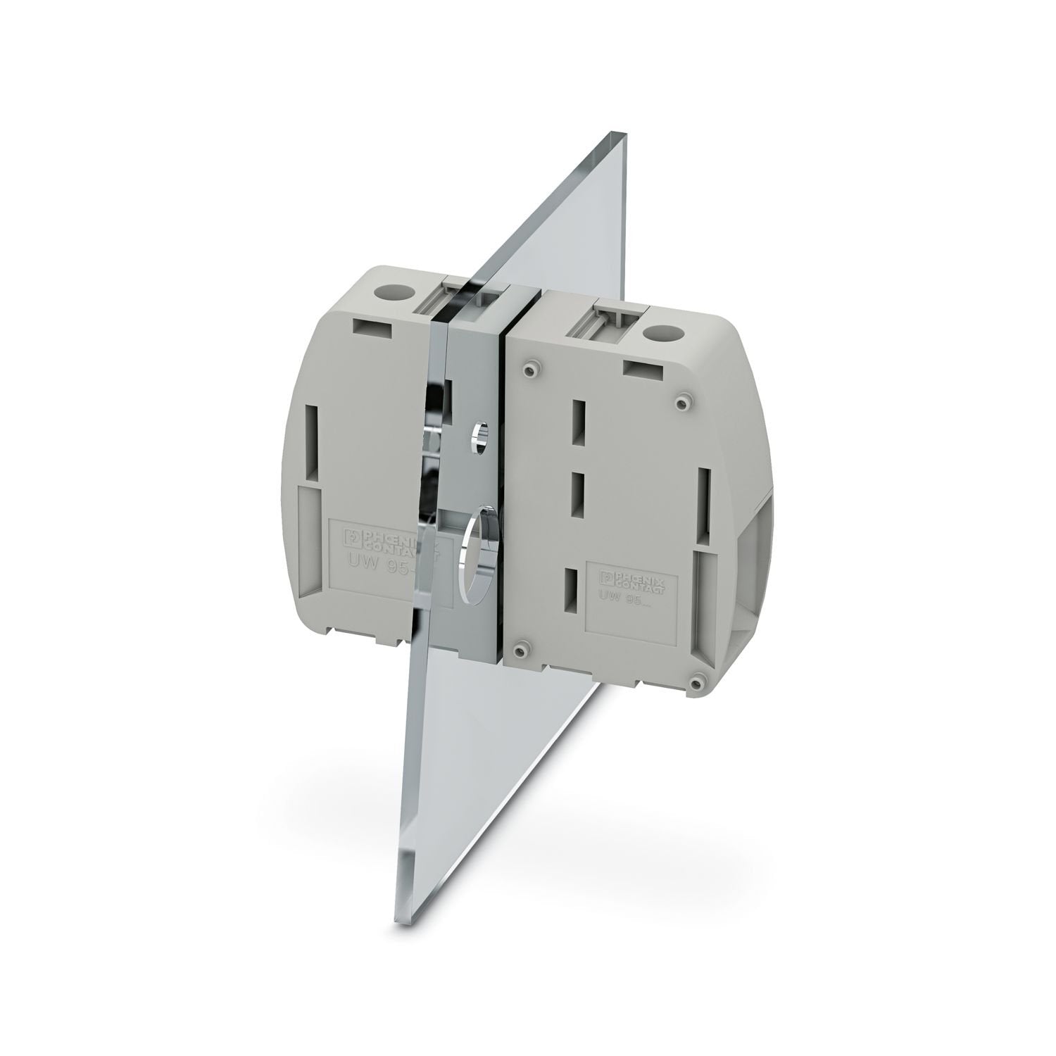 Panel feed-through terminal block, connection method: Screw connection with tension sleeve, Screw connection with tension sleeve, number of positions: 1, load current: 232 A, connection direction of the conductor to plug-in direction: 0 °, width: 25 mm, color: gray