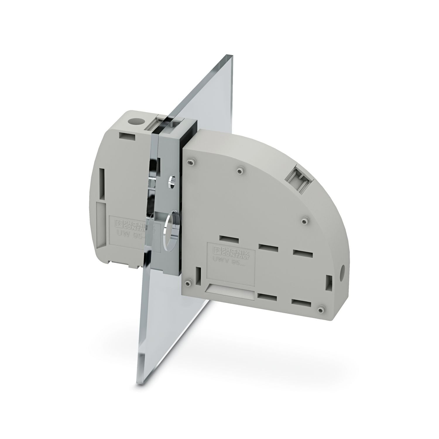 Panel feed-through terminal block, connection method: Screw connection with tension sleeve, Screw connection with tension sleeve, number of positions: 1, load current: 232 A, connection direction of the conductor to plug-in direction: -90 °, width: 25 mm, color: gray