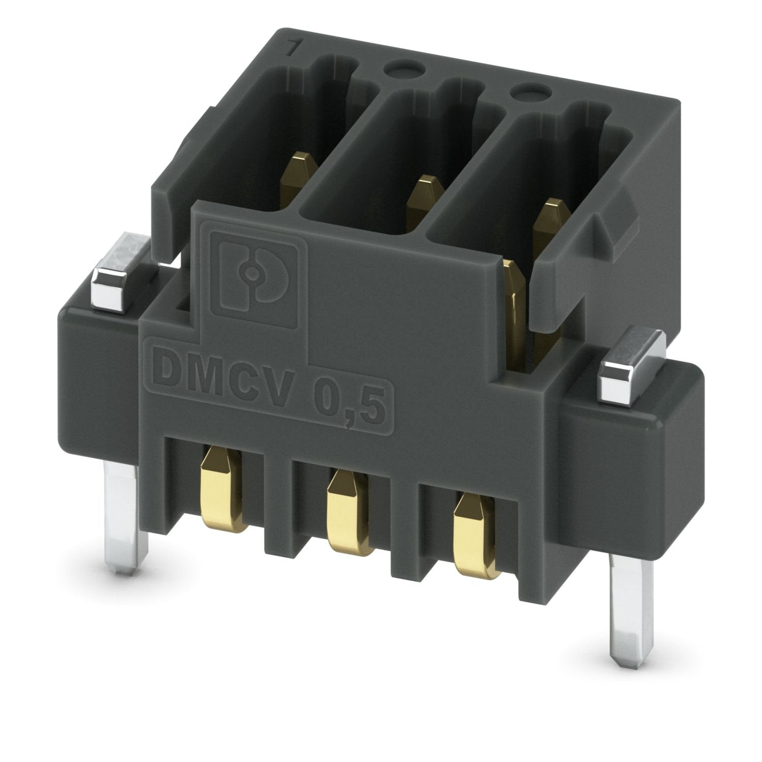 PCB headers, nominal cross section: 0.5 mm 2 , color: black, nominal current: 6 A, rated voltage (III/2): 160 V, contact surface: Au, contact connection type: Pin, number of potentials: 6, number of rows: 2, number of positions: 3, number of connections: 6, product range: DMCV 0,5/..-G1-SMD, pitch: 2.54 mm, mounting: SMD soldering, pin layout: Linear pad geometry, number of solder pins per potential: 1, plug-in system: COMBICON DFMC 0,5, Pin connector pattern alignment: Standard, locking: without, mounting
