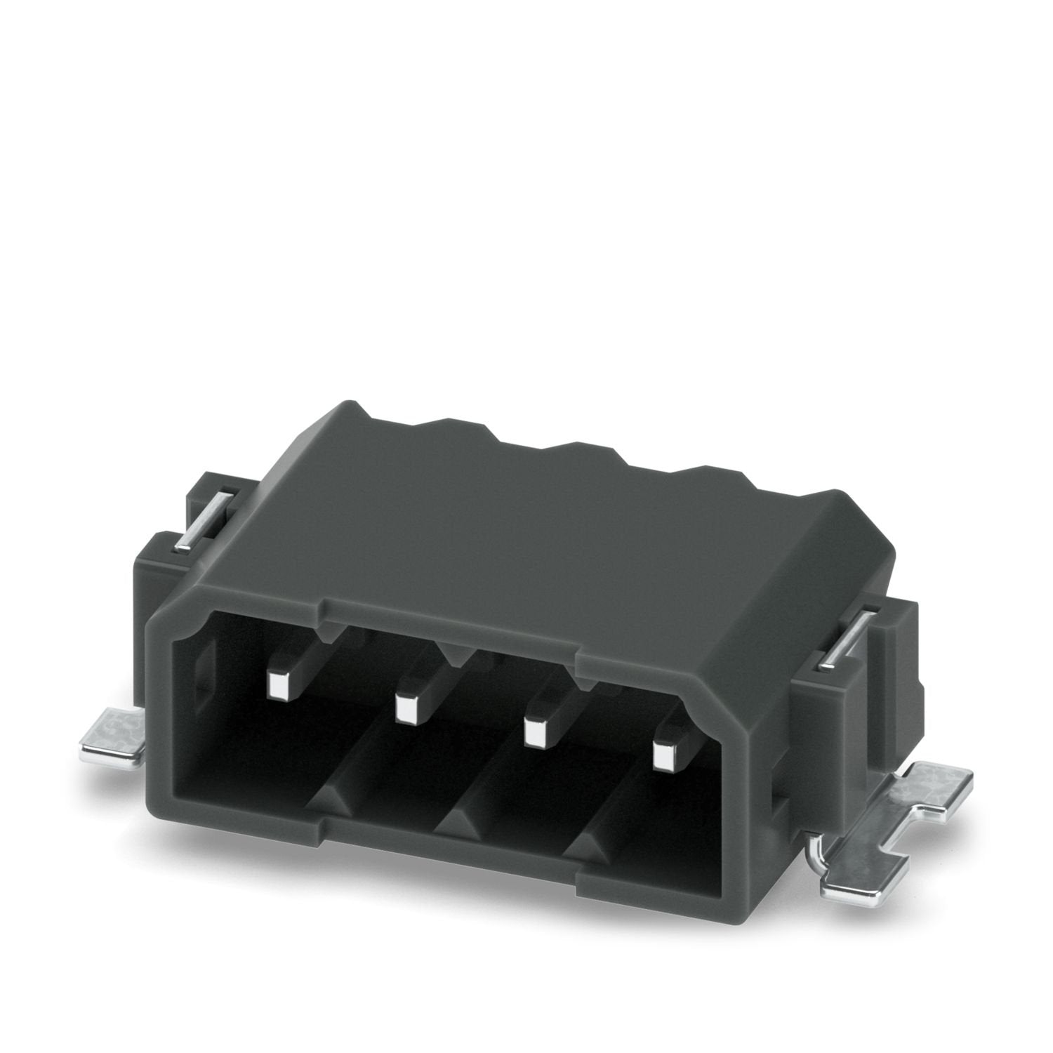 PCB headers, nominal cross section: 0.5 mm 2 , color: black, nominal current: 6 A, rated voltage (III/2): 160 V, contact surface: Sn, contact connection type: Pin, number of potentials: 4, number of rows: 1, number of positions: 4, number of connections: 4, product range: PTSM 0,5/..-HH-SMD, pitch: 2.5 mm, mounting: SMD soldering, pin layout: Linear pad geometry, number of solder pins per potential: 1, plug-in system: COMBICON PTSM, Pin connector pattern alignment: Standard, locking: without, mounting metho
