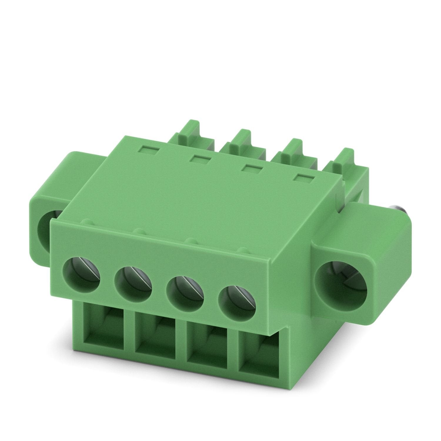 PCB connector, nominal cross section: 1.5 mm 2 , color: green, nominal current: 8 A, rated voltage (III/2): 160 V, contact surface: Sn, contact connection type: Socket, number of potentials: 4, number of rows: 1, number of positions: 4, number of connections: 4, product range: FRONT-MC 1,5/..-STF, pitch: 3.81 mm, connection method: Front screw connection, screw head form: L Slotted, conductor/PCB connection direction: 0 °, plug-in system: COMBICON MC 1,5, locking: Screw locking mechanism, mounting method: S