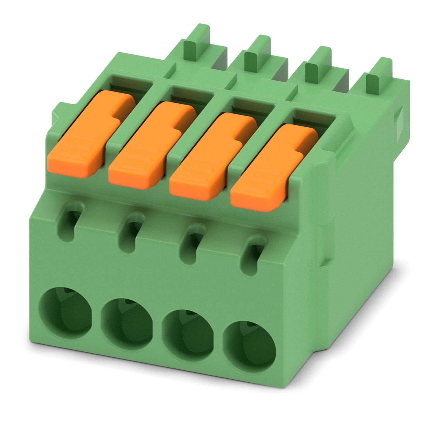 PCB connector, nominal cross section: 1.5 mm 2 , color: green, nominal current: 8 A, rated voltage (III/2): 160 V, contact surface: Sn, contact connection type: Socket, number of rows: 1, number of positions: 4, product range: LPC 1,5/..-ST, pitch: 3.81 mm, connection method: Lever Push-in connection, conductor/PCB connection direction: 0 °, locking clip: - Locking clip, plug-in system: COMBICON MC 1,5, locking: without, mounting method: without, type of packaging: packed in cardboard
