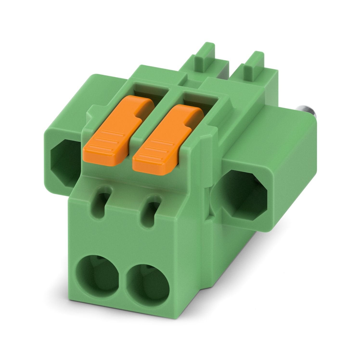 PCB connector, nominal cross section: 1.5 mm 2 , color: green, nominal current: 8 A, rated voltage (III/2): 160 V, contact surface: Sn, contact connection type: Socket, number of rows: 1, number of positions: 2, product range: LPC 1,5/..-STF, pitch: 3.81 mm, connection method: Lever Push-in connection, conductor/PCB connection direction: 0 °, locking clip: - without locking clip, plug-in system: COMBICON MC 1,5, locking: Screw locking mechanism, mounting method: Screw flange, type of packaging: packed in ca