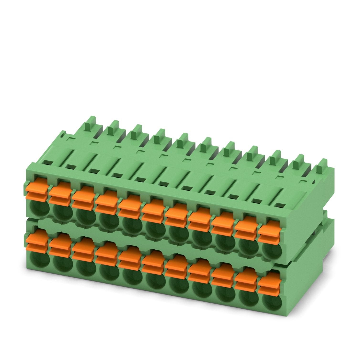 PCB connector, nominal cross section: 1.5 mm 2 , color: green, nominal current: 8 A, rated voltage (III/2): 160 V, contact surface: Sn, contact connection type: Socket, number of potentials: 22, number of rows: 2, number of positions: 11, number of connections: 22, product range: FMCD 1,5/..-ST, pitch: 3.5 mm, connection method: Push-in spring connection, conductor/PCB connection direction: 0 °, plug-in system: COMBICON FMC 1,5 - MCDN 1,5, locking: without, mounting method: without, type of packaging: packe