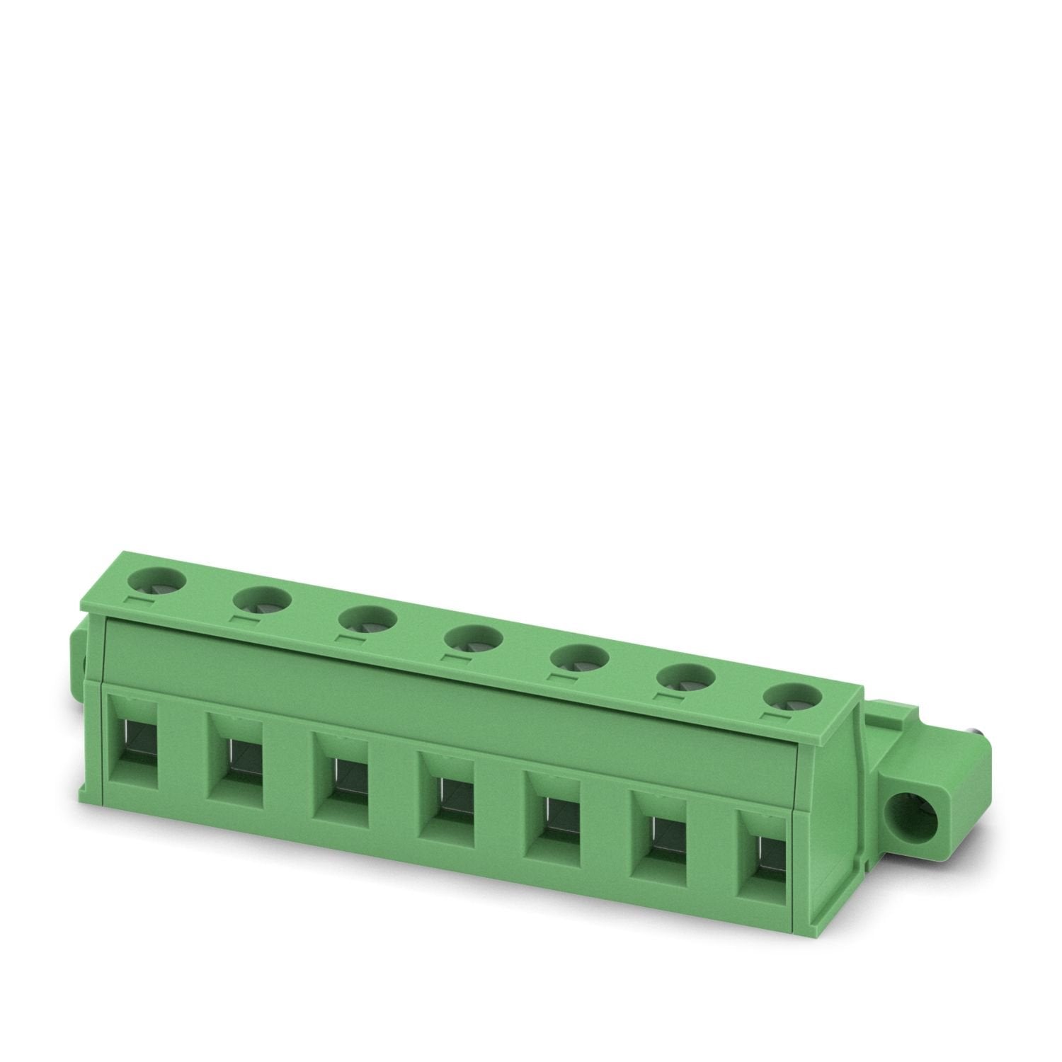 PCB connector, nominal cross section: 2.5 mm 2 , color: green, nominal current: 12 A, rated voltage (III/2): 630 V, contact surface: Sn, contact connection type: Pin, number of potentials: 7, number of rows: 1, number of positions: 7, number of connections: 7, product range: GIC 2,5/..-STF, pitch: 7.62 mm, connection method: Screw connection with tension sleeve, screw head form: L Slotted, conductor/PCB connection direction: 0 °, locking clip: - without locking clip, plug-in system: COMBICON MSTB 2,5, locki