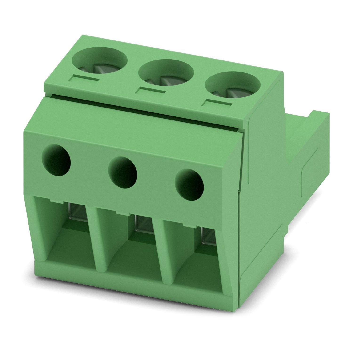 PCB connector, nominal cross section: 2.5 mm 2 , color: green, nominal current: 12 A, rated voltage (III/2): 320 V, contact surface: Sn, contact connection type: Socket, number of potentials: 3, number of rows: 1, number of positions: 3, number of connections: 3, product range: MSTBP 2,5/..-ST, pitch: 5.08 mm, connection method: Screw connection with tension sleeve, screw head form: L Slotted, conductor/PCB connection direction: 0 °, locking clip: - Locking clip, plug-in system: COMBICON MSTB 2,5, locking: