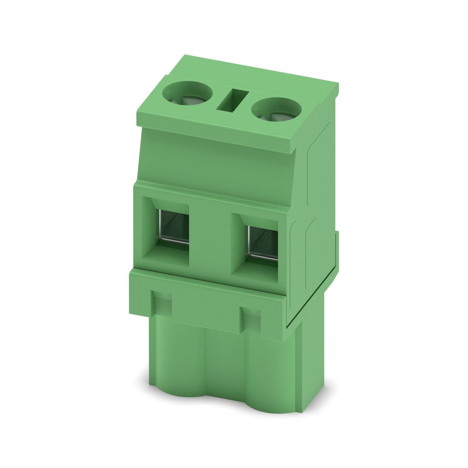PCB connector, nominal cross section: 2.5 mm 2 , color: green, nominal current: 12 A, rated voltage (III/2): 630 V, contact surface: Sn, contact connection type: Socket, number of potentials: 2, number of rows: 1, number of positions: 2, number of connections: 2, product range: GMVSTBW 2,5/..-ST, pitch: 7.5 mm, connection method: Screw connection with tension sleeve, screw head form: L Slotted, conductor/PCB connection direction: -90 °, locking clip: - Locking clip, plug-in system: COMBICON MSTB 2,5, lockin