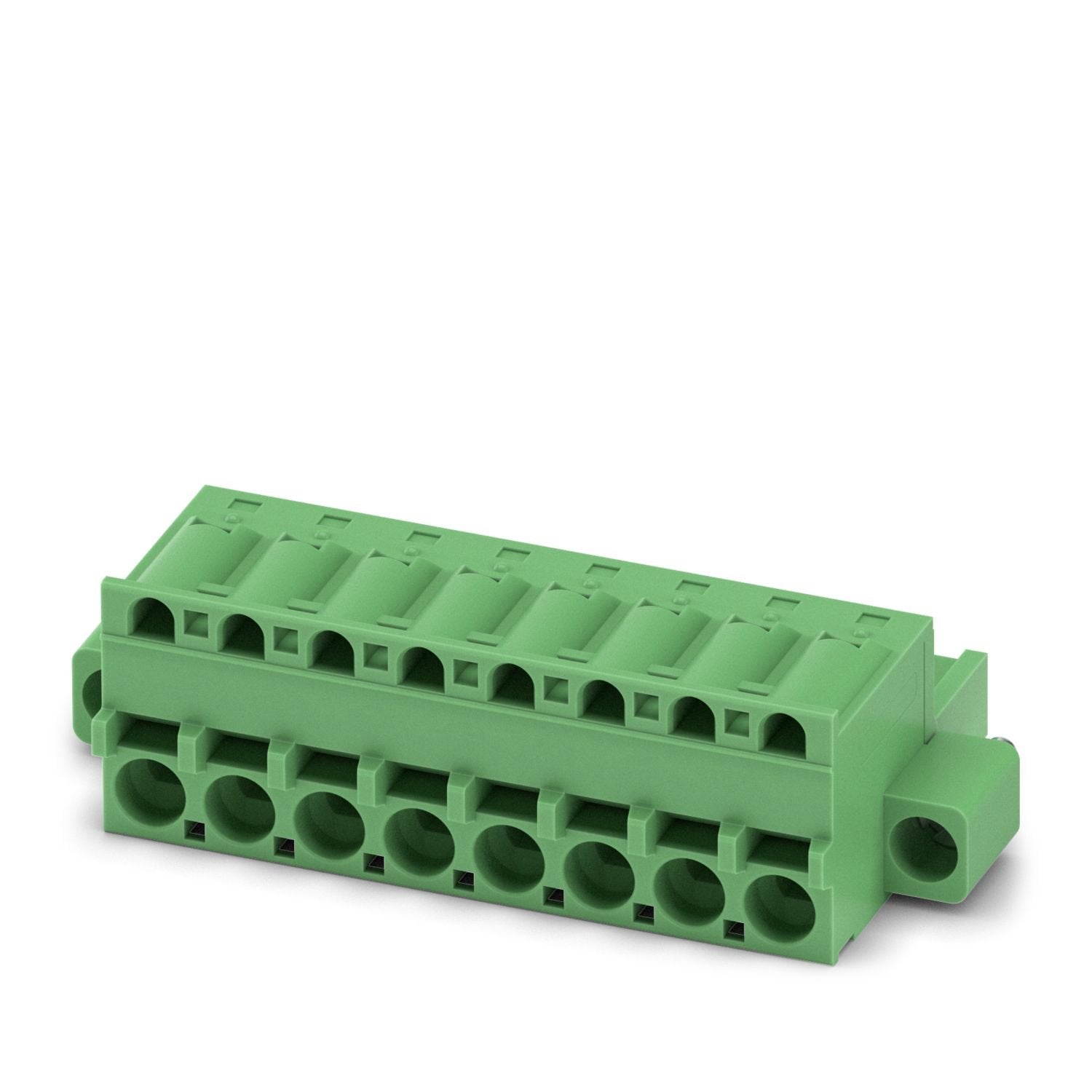 PCB connector, nominal cross section: 2.5 mm 2 , color: green, nominal current: 12 A, rated voltage (III/2): 320 V, contact surface: Sn, contact connection type: Socket, number of potentials: 8, number of rows: 1, number of positions: 8, number of connections: 8, product range: FKCS 2,5/..-STF, pitch: 5.08 mm, connection method: Push-in spring connection, conductor/PCB connection direction: 0 °, locking clip: - Locking clip, plug-in system: COMBICON MSTB 2,5, locking: Screw locking mechanism, mounting metho