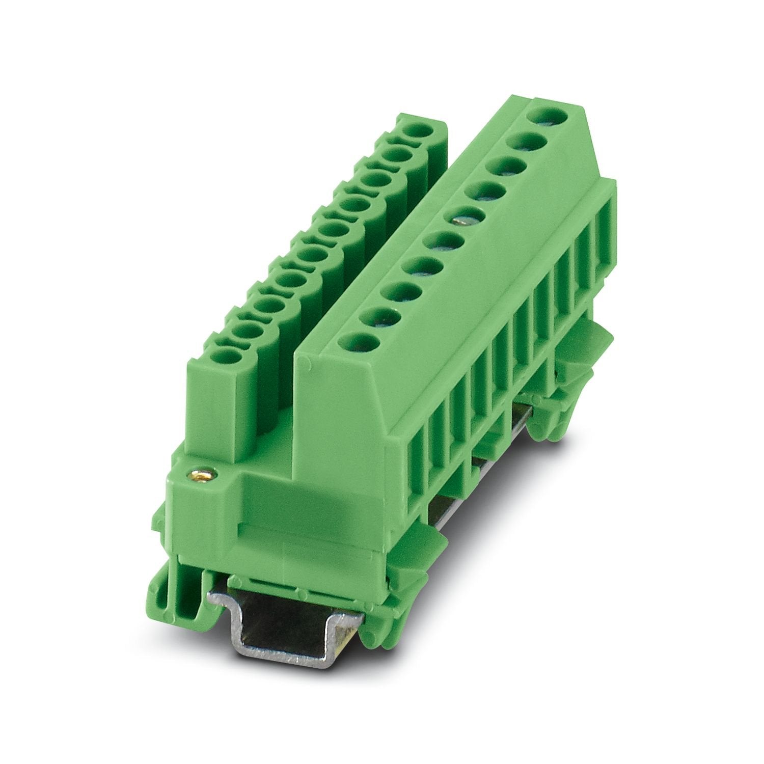 DIN rail connector, nominal cross section: 2.5 mm 2 , color: green, nominal current: 12 A, rated voltage (III/2): 320 V, contact surface: Sn, contact connection type: Socket, number of potentials: 16, number of rows: 1, number of positions: 16, number of connections: 16, product range: MSTBVK 2,5/..-STF, pitch: 5.08 mm, connection method: Screw connection with tension sleeve, screw head form: L Slotted, mounting: DIN rail mounting, conductor/PCB connection direction: 0 °, plug-in system: COMBICON MSTB 2,5,