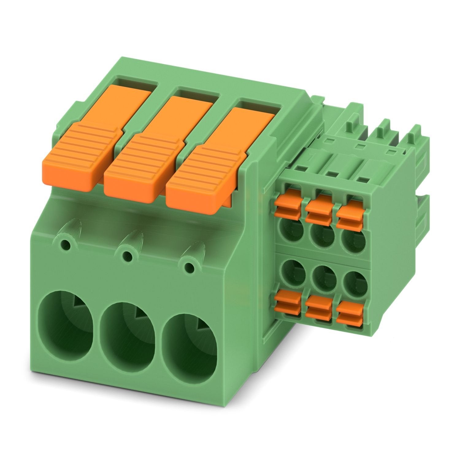 PCB hybrid connector, nominal cross section: 6 mm 2 , color: green, nominal current: 41 A, 8 A, rated voltage (III/2): 1000 V, contact surface: Sn, contact connection type: Socket, number of potentials: 9, number of rows: 1, number of positions: 9, number of connections: 9, product range: LPCH 6/..+6-ST, pitch: 7.62 mm, connection method: Lever Push-in connection, conductor/PCB connection direction: 0 °, plug-in system: COMBICON PC 6 hybrid, locking: without, mounting method: without, type of packaging: pac